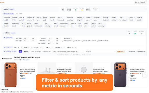 // aSelex — Amazon Quick View Metrics :: Inline Amazon metrics: BSR, price, reviews, FBA/FBM sellers, buy-box. Filter, sort, CSV export. Runs in your own browser session.