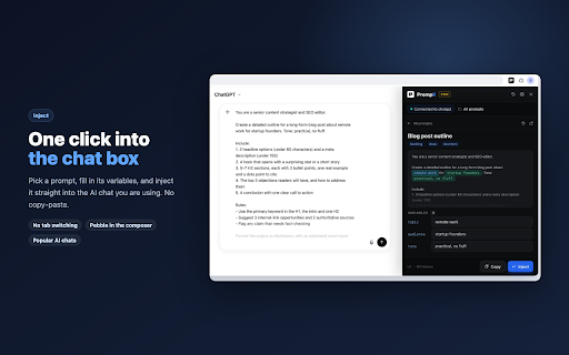 PrompX :: Browse, inject & save AI prompts from your PrompX library