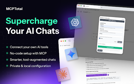 MCPTotal :: MCPTotal: Supercharge Your AI Chats With Tools. Instantly.