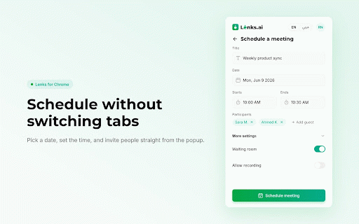 Lenks :: Start and schedule Lenks meetings directly from your browser.