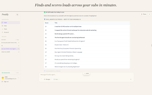 Prowlify — AI Reddit Growth Agent :: AI agent for Reddit: lead scanning, community research, on-brand replies, account growth — one extension, no spam.