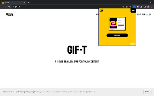 Gif-t :: Transform your web browsing into a creative journey with Gif-t. The Chrome extension that lets you craft engaging GIF trailers.