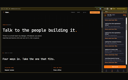 Timer :: Pick up where you left off. Timer remembers what you were doing, across every browser you use.