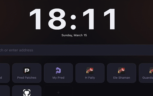 Nu Home :: A custom new tab page with a clock, favourites grid, live weather, sticky notes, and an autofocused URL search bar. — Nu Home