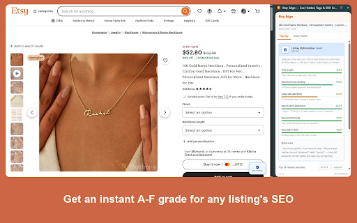 Etsy Edge — See Hidden Tags & Fix Outdated SEO :: See hidden tags on any Etsy listing, find what top sellers actually rank for, and fix your SEO in minutes. Free A-F grade.