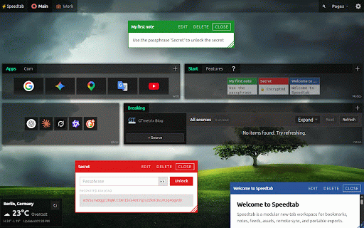 Speedtab :: A local-first browser new-tab dashboard with bookmarks, feeds, and notes.