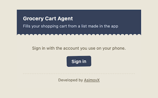 Grocery Cart Agent :: Fills your shopping cart from a list made in the Grocery Cart Agent app. Never checks out — you always review before paying.