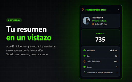 FrancoBertello Points :: Watchtime, puntos y panel visual para Kick.