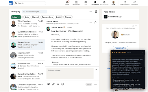 ScamShield — Job Scam Detector :: AI-powered detection of fake job postings, scam recruiters, and phishing on LinkedIn, Indeed, and more.