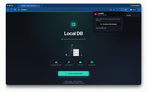 LocalDB :: Fill saved email/ID and password on the current site from LocalDB.