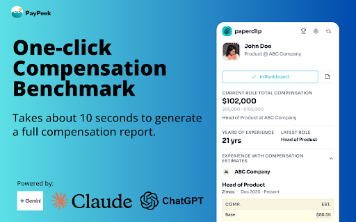 PayPeek: instant salary check on job postings and professional profiles :: Compare paychecks of your connections and build your personal paycheck leaderboard.
