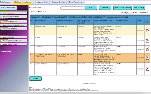 eHalal Expiry Sorter :: Sorts ingredients by expiry date and highlights items needing attention on the MyEhalal portal.