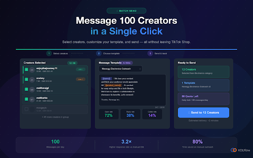 KOLFlow: TikTok Creator Outreach & Influencer CRM :: Find, message, and manage TikTok creators in one place — organize KOLs, track outreach, and scale influencer collaborations.