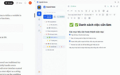 Quick Note - Ghi chú & Highlight Web :: Ứng dụng ghi chú nhanh trên thanh bên (sidebar). Bôi đen, đánh dấu (highlight) văn bản trên mọi trang web và tự động đồng bộ.