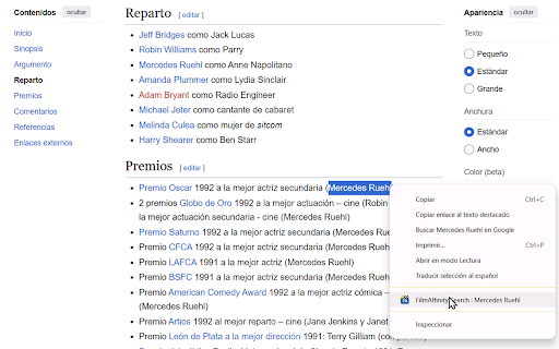 FilmAffinity Search Extension :: Una extensión para buscar películas, series, actores, directores, etc. en FilmAffinity