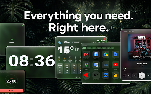 HearthUI — New Tab Home Screen Widgets :: Turn every new tab into a home screen: arrange widgets, a dock and wallpapers into a space that's yours. Local-first.