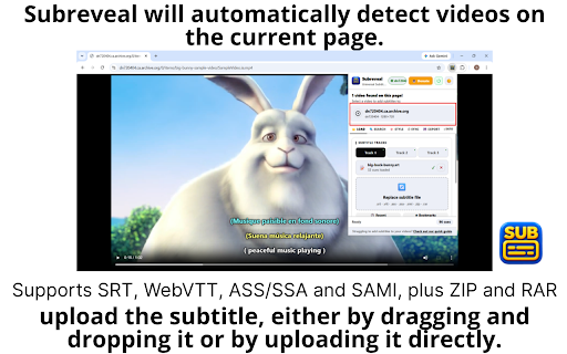 Subreveal – Add subtitles to any video, movie, or series :: Subtitles on any web video or local file: 3 tracks, built-in search, custom fonts, styling and export.