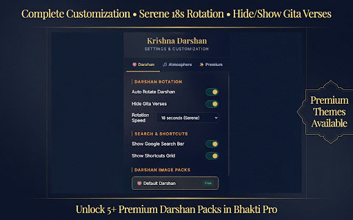 Krishna Darshan – Divine New Tab :: Daily darshan of Lord Krishna, Radha Rani, and Vrindavan on your new tab with verses from the Bhagavad Gita.