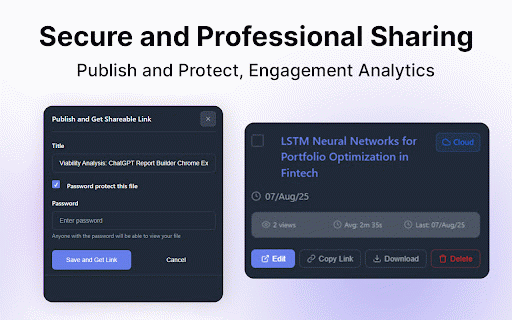 ChatGPT Report Builder :: Transform any AI chat into polished web reports and websites. Password protection, analytics, and prompt tools included.