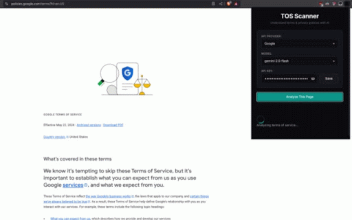 TOS Scanner :: Scans Terms of Service and Privacy Policies
