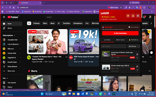 LeftOff - Resume & Finish YouTube Videos :: Resume YouTube where you left off, queue what matters, and use Finish Mode to actually finish what you start. No signup to try.