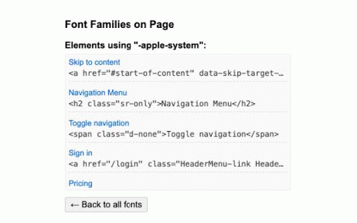Font Family Detector :: Lists all font-family values on the page