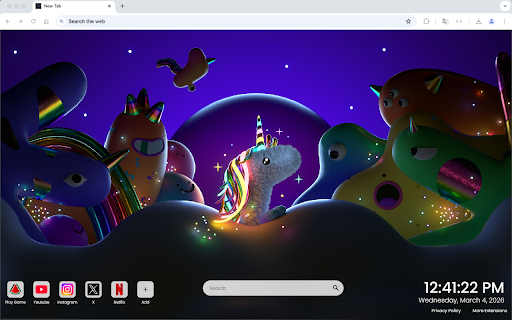 Rainbow Unicorn Magic Night Live Wallpaper :: One of the most epic fantasy live wallpapers for Chrome – featuring a magical rainbow unicorn night scene.