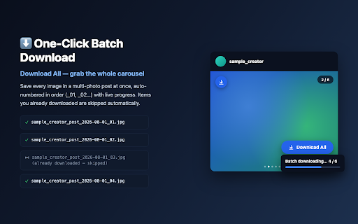Just Image & Video Downloader :: One-click image & video downloader with original quality, batch download, duplicate protection, and custom filenames.