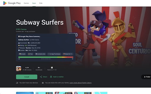 Google Play Store Summary :: Surface hidden store metrics on Google Play Store app pages — exact downloads, rating histograms, monetization info, and more.