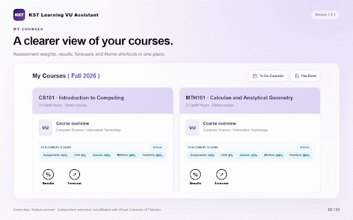KST Learning VU Assistant :: View VU LMS courses, grades and degree progress; forecast results, manage accounts locally, and use study tools.