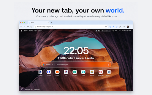 Yodo: Minimalist New Tab — Every Tab, Clean Water :: A minimalist new tab: tasks, quick links, weather and timer in one calm dashboard. Every tab helps fund clean water.