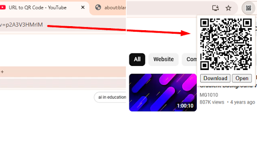 URL to QR Code :: Generate a QR code for the current tab's URL.