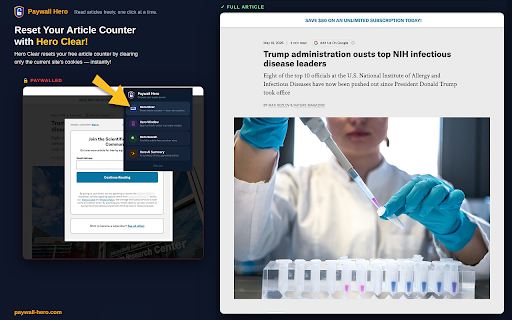 Paywall Hero :: Clear paywalls with one click. Read articles freely.