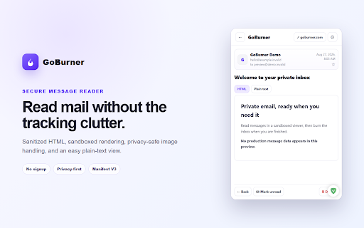 GoBurner :: Private, temporary disposable email for Chrome.