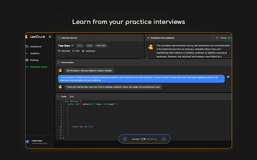 LeetCode Voice AI Interviewer - LeetDuck :: Transform LeetCode practice into realistic voice interviews with AI interviewers from top tech companies