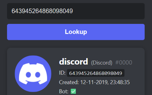 Discord ID Lookup :: Lookup information about a Discord user by ID.