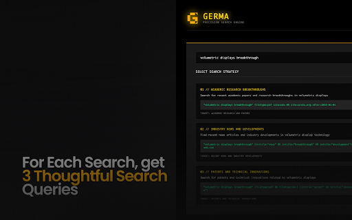 Germa Search :: Advanced search with intelligent Google Dorks - bringing back precise search results