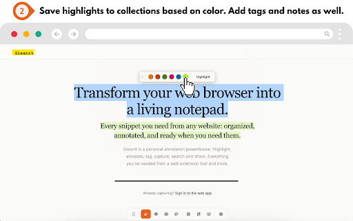 Gleanit :: Capture, retrieve, and use anything on the internet; Also see what you captured on that live page when you need to.