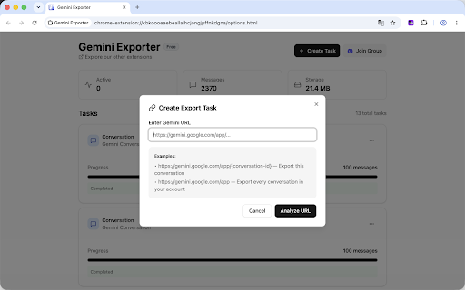 Gemini Exporter :: Export Google Gemini conversations to Markdown, HTML, or PDF, either one chat or your whole history