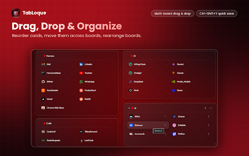 TabLoque - Visual Bookmark Manager :: Visual, drag-and-drop bookmark manager replacing your Chrome New Tab page with customizable boards and cloud sync.