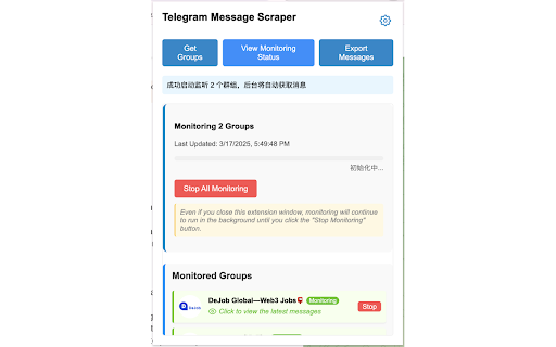 Telegram Scraper :: A Chrome extension for crawling Telegram group messages
