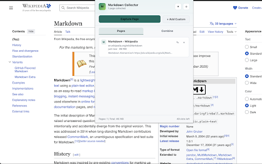 Markdown Collector :: Capture webpages as Markdown and collect them into an exportable workspace.