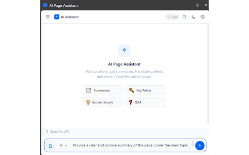 AI Page Assistant :: AI-powered side panel that helps you understand, summarize, and translate any webpage content.