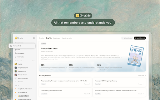 EverMe :: EverMe turns your ChatGPT, Claude, and Gemini conversations into lasting personal memory.
