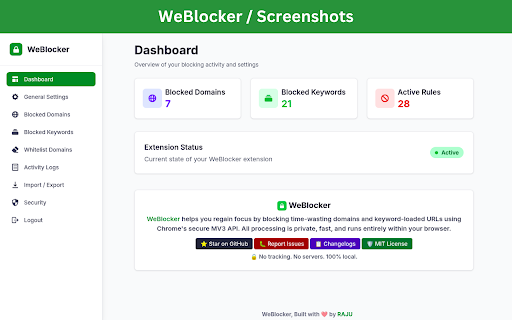 WeBlocker - Domain & Keywords Blocker :: Take Control of Your Digital Focus
