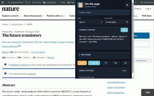 Cite this page- Standard citation :: Generate APA, MLA, Chicago, Harvard, IEEE, BibTeX and RIS citations for the current page.