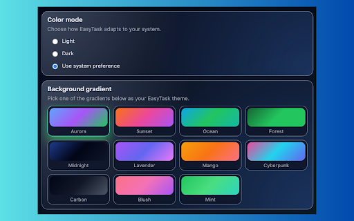 EasyTask :: Modern checklist manager with categories, tabs, and themes.
