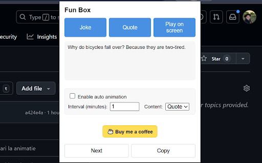 Jokes & Quotes - Fun Extension :: Show random jokes, motivational quotes and memes in a popup.