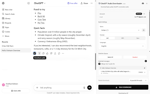 ChatGPT Audio Downloader :: Download audio from ChatGPT with flexible voice switching and bulk download support.