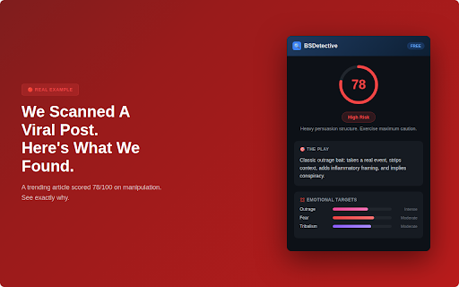 BSDetective – Persuasion Pattern Analysis :: Detect persuasion tactics in articles, emails, contracts and messages. AI-powered manipulation analysis.